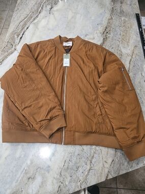 Goodfellow & Co Men’s Varsity Jacket Brown Full Zip Utility Pocket 2XL NWT